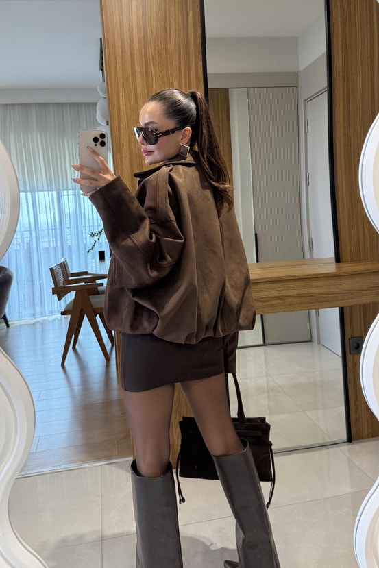 Sobjer Kahve Süet Viral Marka Model Ceket