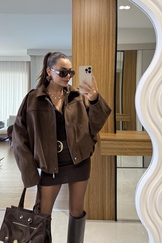 Sobjer Kahve Süet Viral Marka Model Ceket