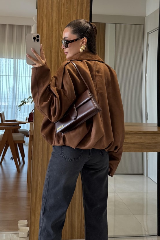 Sobjer Taba Süet Viral Marka Model Ceket