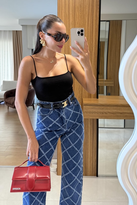 Stefany Siyah Askılı Crop