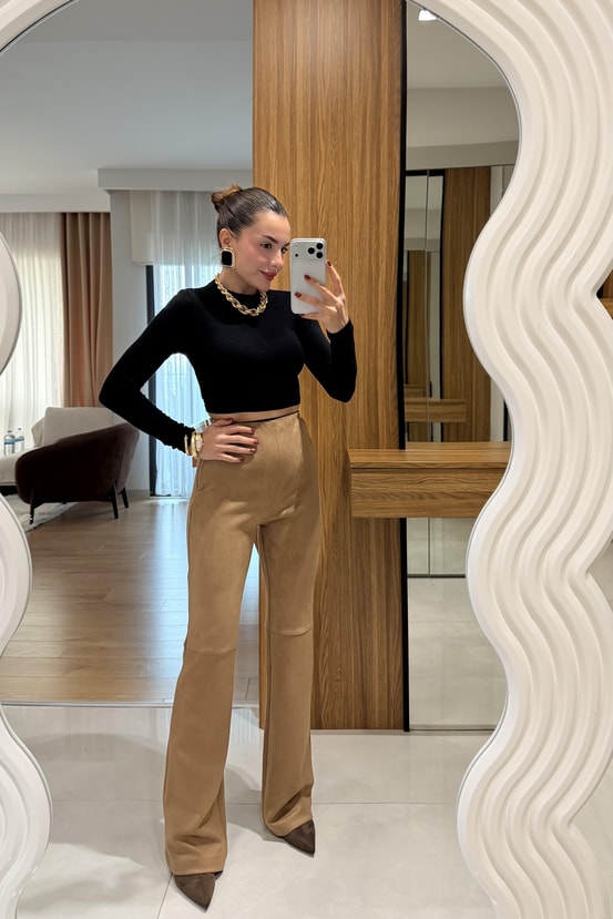 Stew Camel Süet Pantolon