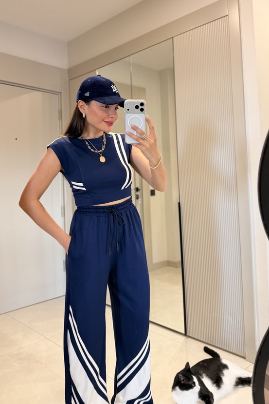 Stores Lacivert Şeritli Modal Eşofman Takımı
