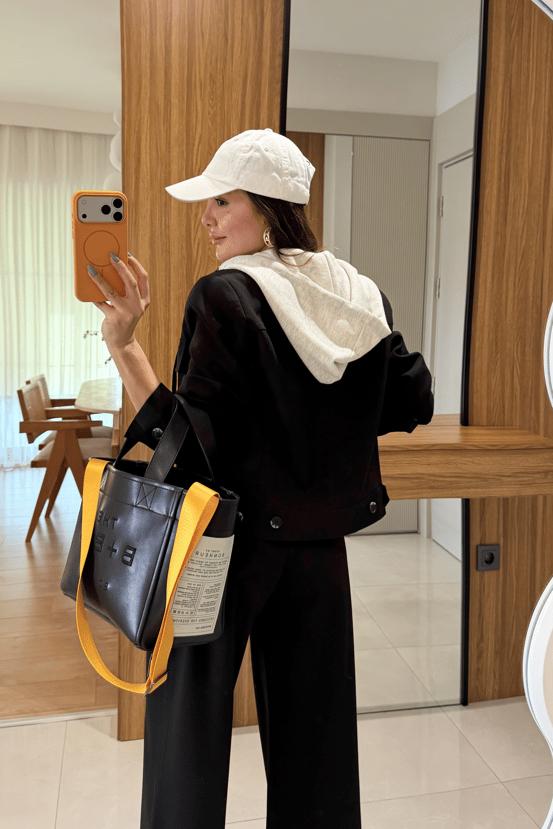 Survivar Siyah Tasarım Kapüşonlu Premium Blazer Ceket