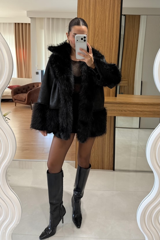 Tayra Siyah Premium Kürk