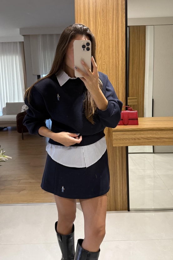 Tegan Gömlek Yaka Sweatshirt