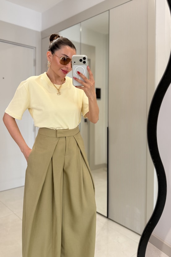 Vanetta Sarı Bisiklet Yaka Dilvin Tshirt