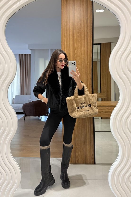 Velasy Siyah İçi Şardonlu Toparlayıcı Tayt 
