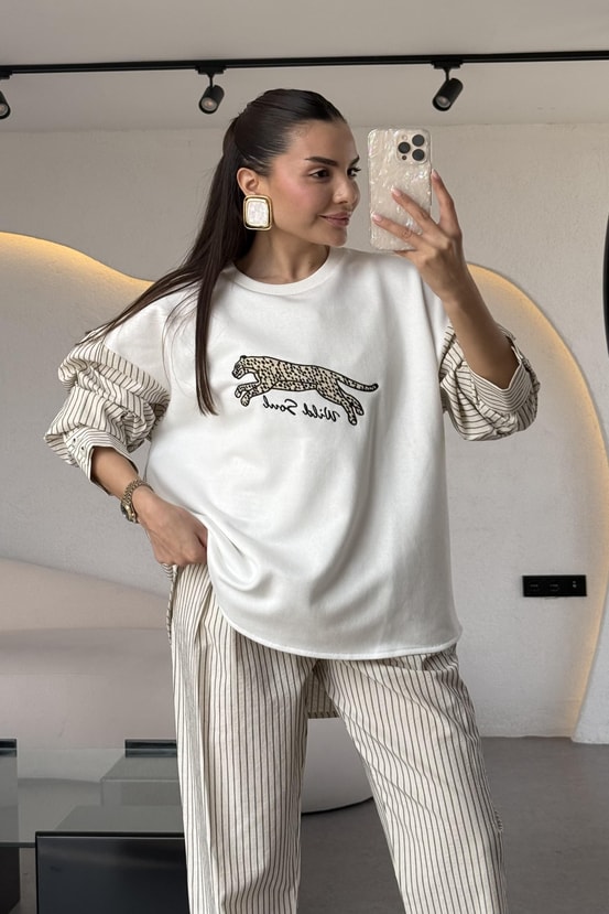 Wild Soul Leopar Baskılı Sweatshirt