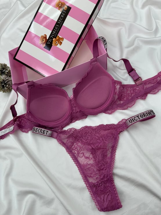 Ç953 Victoria Secret Dantelli Sütyen Takımı(özel kutusuyla)-MÜRDÜM