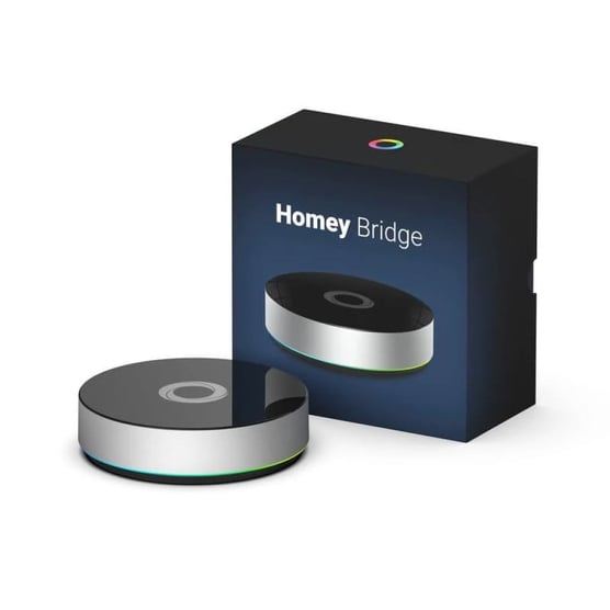 Homey Bridge kablosuz bağlantı genişletici kutu ve ürün görseli