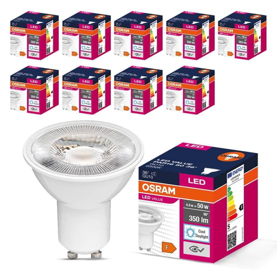 Osram LED Value PAR16 4.5W GU10 6500K soğuk gün ışığı ampul 10 adet paket görseli