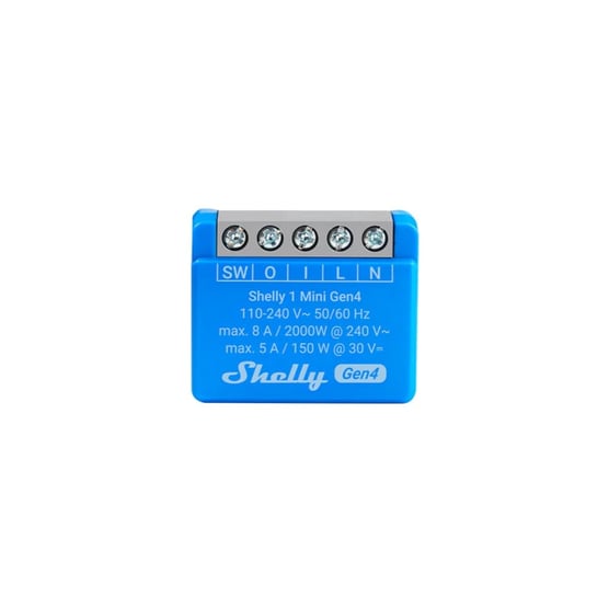 Shelly 1 Mini Gen4 kuru kontaklı mini akıllı röle ön görünüm