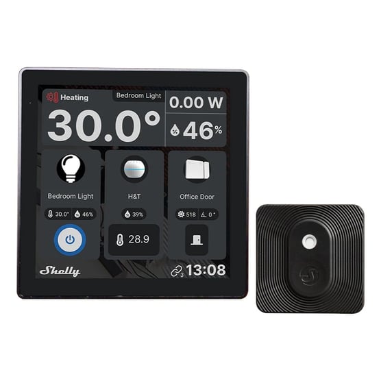 Shelly Wall Display ve BLU H&T siyah merkezi kontrol panel seti