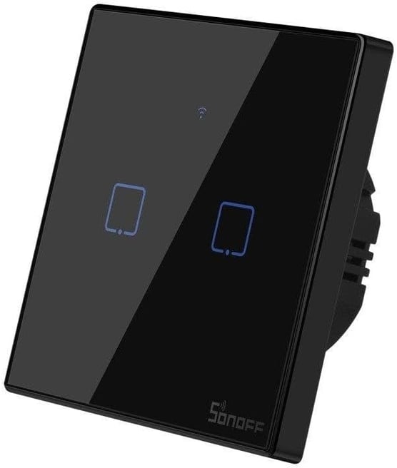 SONOFF T3EU2C siyah 2 kanallı Wi-Fi dokunmatik akıllı anahtar yandan görünüm