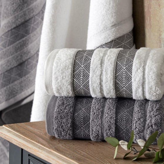 Taç Velvet Pure Cotton Hamam Set Beyaz-Antrasit