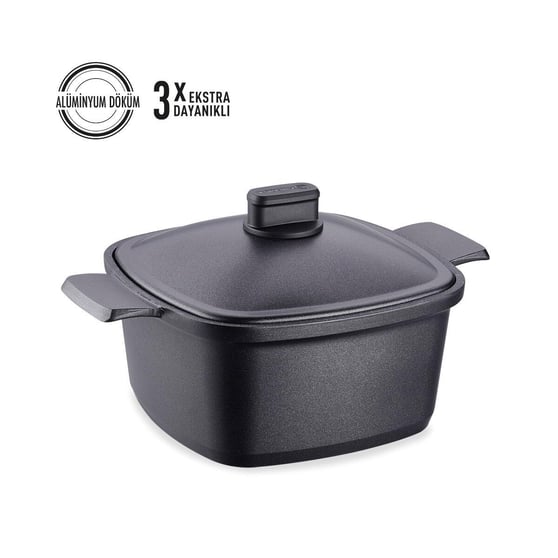 Korkmaz A2582 Casterra Kare Döküm Tencere 24x24x11,5