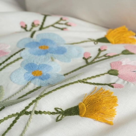 COTTON BOX Nakışlı Ranforce Çift Kişilik Nevresim Takımı Delbin Pembe