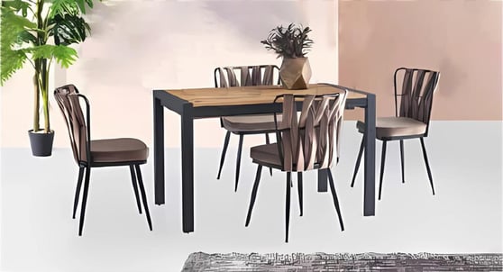 Silva Masa Takımı (SV-1011 Silva Masa Atlantik Çam/4 Ad.KS-233 Kuşaklı Sandalye BF-19)