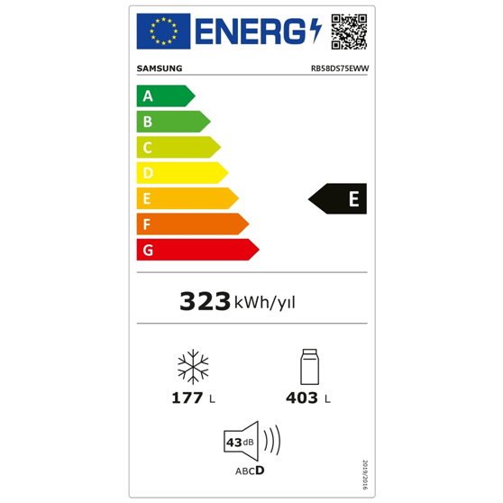 Samsung RB58DS75EWWTR Beyaz Buzdolabı E Enerji 580 L 1940*900*780 No Frost Alttan Derin Donduruculu Buzdolabı
