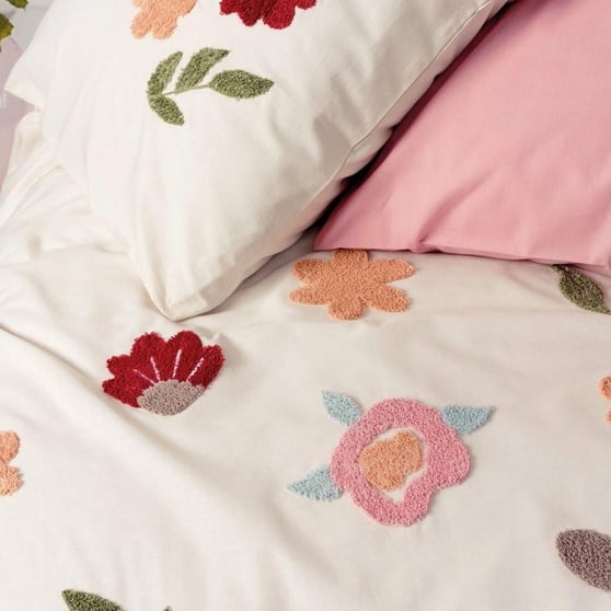 Cotton Box Puff Nakışlı Çift Kişilik Nevresim Takımı Blossom Somon