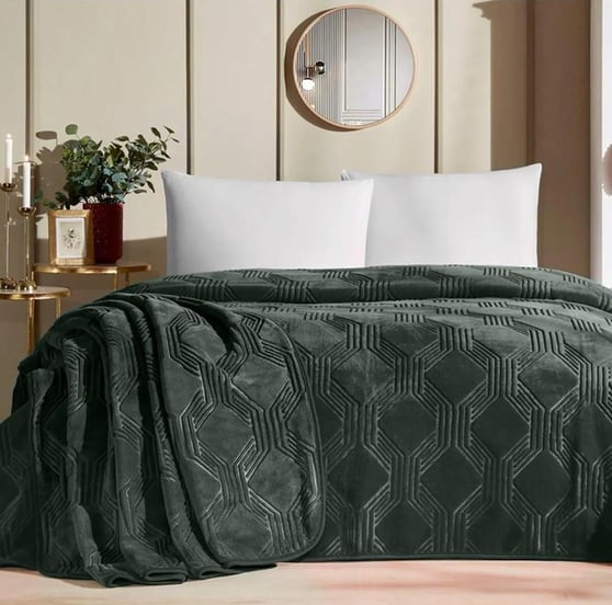 P-ÖZDİLEK TRENDY ART DECO HAKI ÇİFT KİŞİLİK BATTANIYE