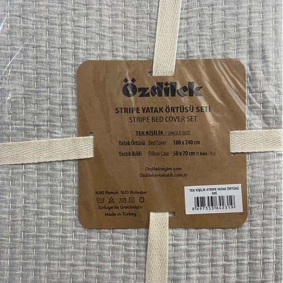Özdilek Yatak Örtüsü Stripe Gri Tek Kişilik