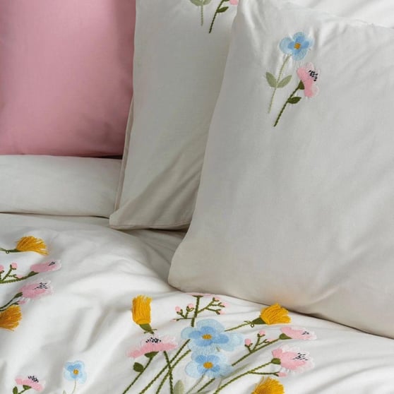 COTTON BOX Nakışlı Ranforce Çift Kişilik Nevresim Takımı Delbin Pembe