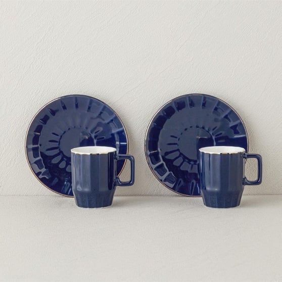 Englısh Home Angely Kahve Fincan Takımı 80 ml Lacivert 2 kişilik