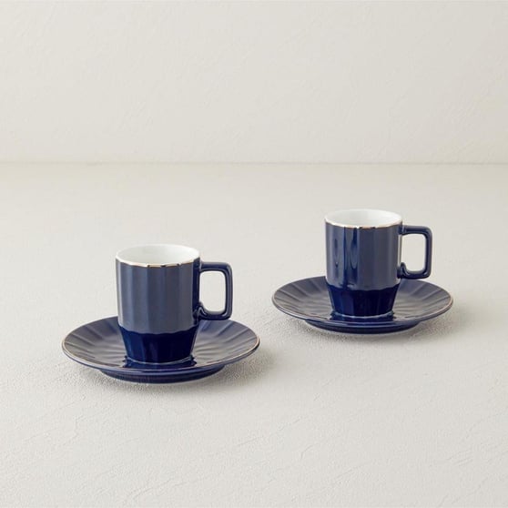 Englısh Home Angely Kahve Fincan Takımı 80 ml Lacivert 2 kişilik