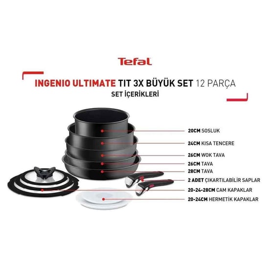 Tefal Ingenio Ultimate Titanyum 3X Büyük Set 12 Parça