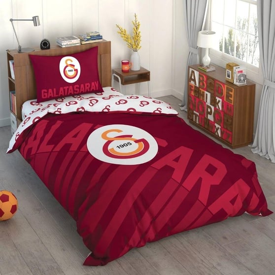 Taç Lisanslı Gs Kırmızı Logo Pamuk Tek Kişilik Nevresim Takımı