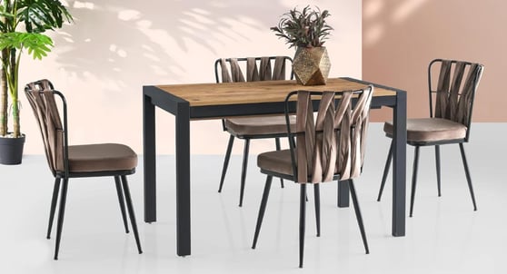 Silva Masa Takımı (SV-1011 Silva Masa Atlantik Çam/4 Ad.KS-233 Kuşaklı Sandalye BF-19)