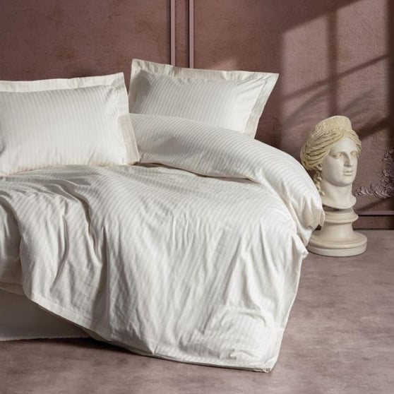 Cotton Box Nevresim Takımı Cb Elegant Strıpe Saten Ekru Çift Kişilik