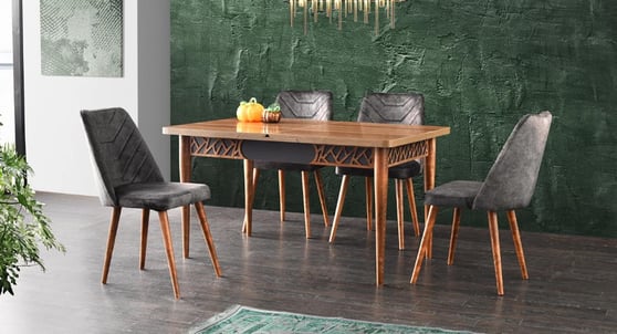 Mira Masa Takımı(MA-1221 Mira Masa Haliç Ceviz-Anrasit/4Ad.DS-557 Dallas Sand.D-12)