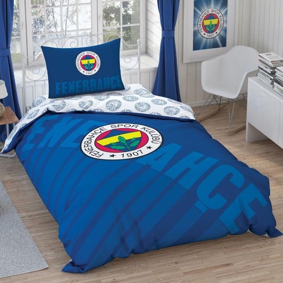 Taç Lisanslı Fb Lacivert Logo Pamuk Tek Kişilik Nevresim Takımı