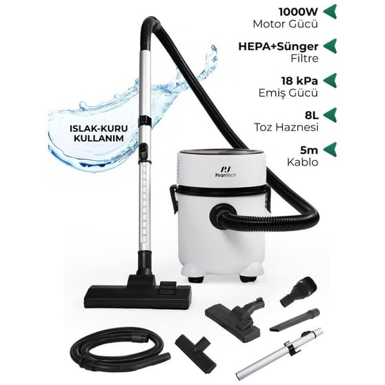 Pirantech ES-07 Panda 1000 W Islak Kuru Elektrikli Süpürge