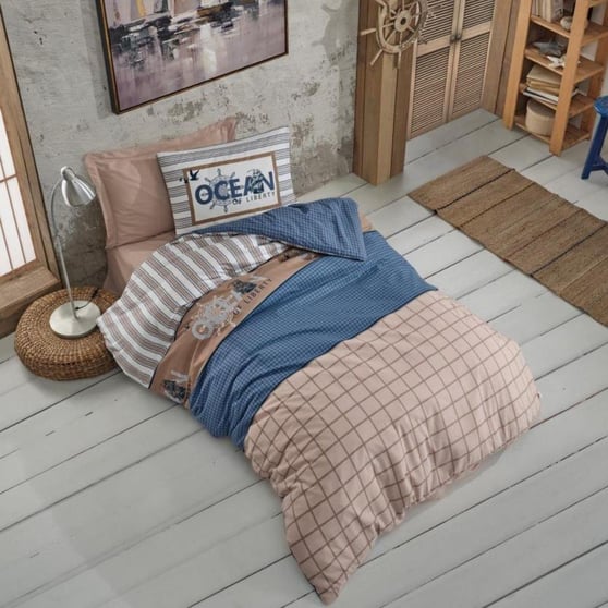 Cotton Box Genç Odası Tek Kişilik Nevresim Takımı Ocean Lacivert