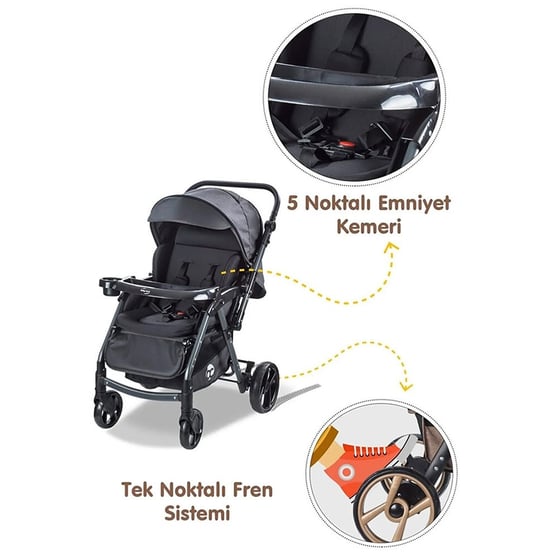Baby Care 500 Combo Maxi Pro Bebek Arabası Siyah