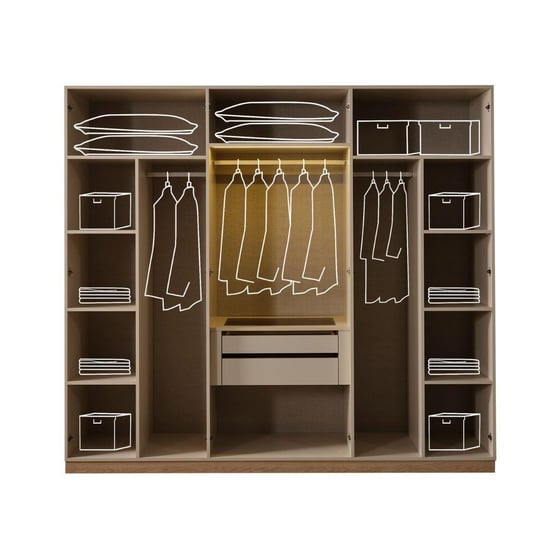 Capella 6 Kapılı Reflekte Camlı Gardırop 240x216 cm (D1)