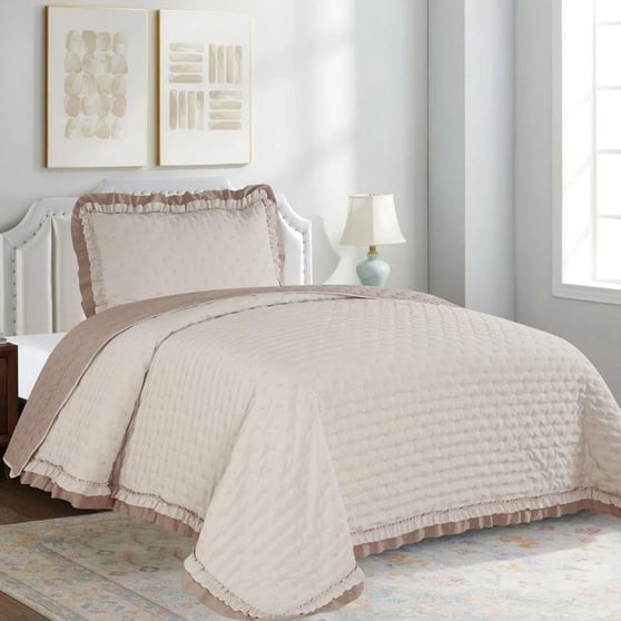 Daintyhome Lara Tek Kişilik  Yatak Örtüsü Takımı  Bej