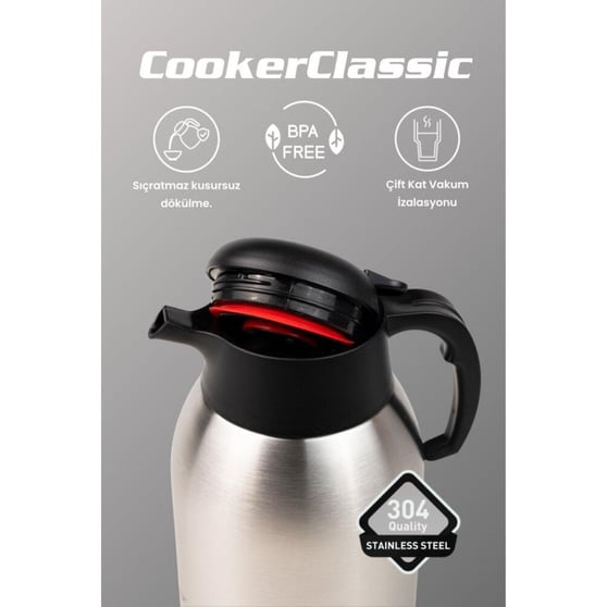 Cooker CKR2104 Çelik Termos 2 Litre Isı Korumalı Paslanmaz Çelik Termos