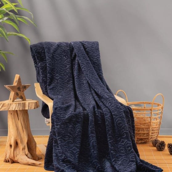 Çift Kişilik Battaniye Cotton box Cotton Box Embos Çift Kişilik Lacivert Battaniye