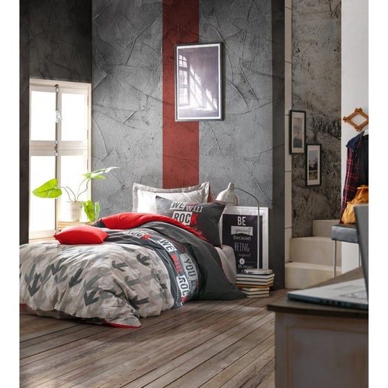 Cotton Box Genç Odası Tek Kişilik Nevresim Takımı Rock Kırmızı
