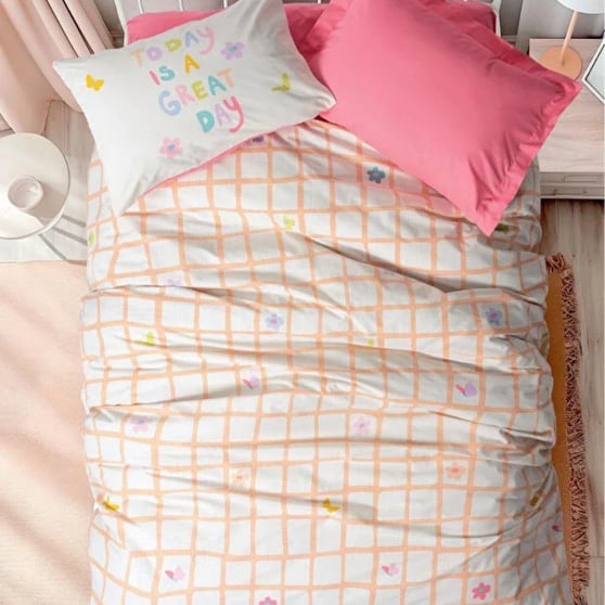 Tek Kişilik Nevresim Cotton box Cotton Box Junior Jours Pembe Ranforce Tek Kişilik Nevresim Takımı 160x220