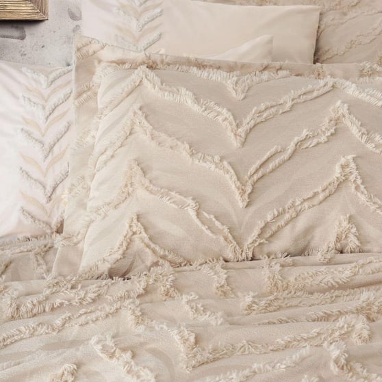 Cotton Box Limi Crimp Yatak Örtülü Nevresim Takımı Çift Kişilik Bej