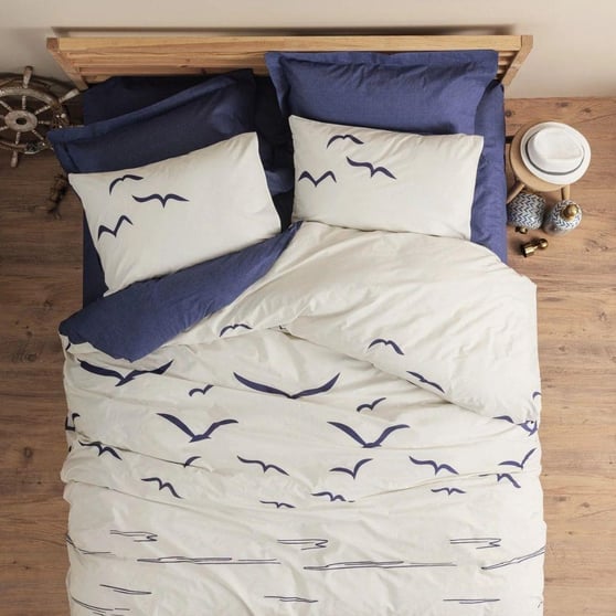 Cotton Box Maritime Larum Ranforce Tek Kişilik Nevresim Takımı Lacivert 160x220 cm
