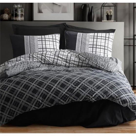 Cotton Box masculine Carlos siyah Rnf Çift Kişilik Antrasit Nevresim Takımı