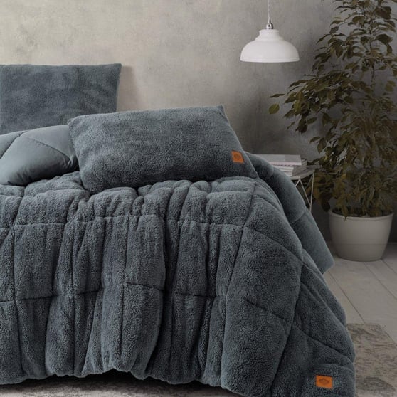Cotton Box Peluş Yorgan Set Gri Nanojel Elyaf Dolgulu 3 Parça