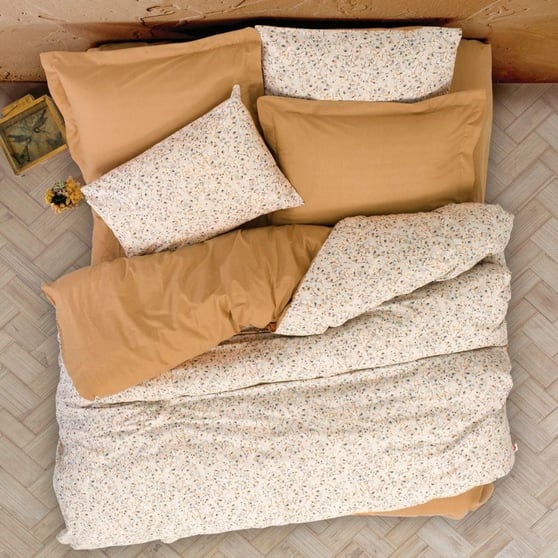 Cotton Box Petite Posy Ranforce %100 Pamuk Bej Çift Kişilik Nevresim Takımı Lastikli Çarşaflı