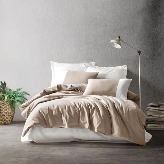 Çift Kişilik Nevresim Cotton box Cotton Box Plain Ranforce Çift Kişilik Nevresim Takımı Vizon-Krem